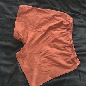 Pansy, stretch shorts, rust, large, organic cotton